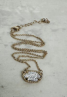 #ad Kendra Scott Like gold Tone Pendant Necklace In White Drusy Durzy Brides Maid $12.00