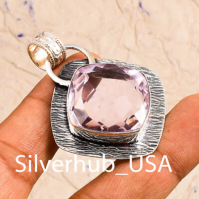 #ad Pink Kunzite Gemstone 925 Sterling Silver Pendant Mother#x27;s Day Jewelry SE 1329 $14.69