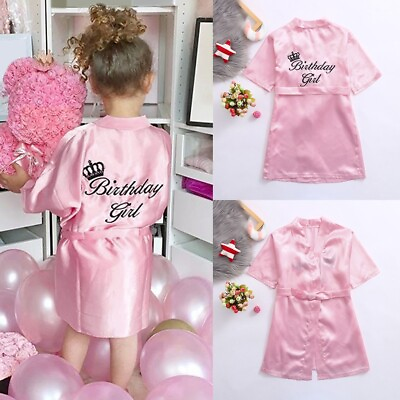 #ad Toddler Baby Solid Girls Robes Silk Satin Birthday Sleepwear Kimono Bathrobe $14.24