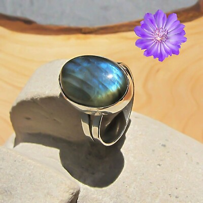#ad #ad Gift For Her Natural Labradorite Cluster Ring Size 925 Silver $12.34
