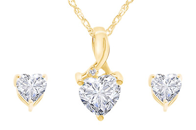 #ad #ad Simulated Diamond Pendant Necklace amp; Earrings Set In 14K Yellow Gold Plated $129.88