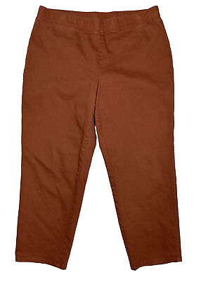 #ad LOGO Lori Goldstein Women Size 14 Measure 32x24 Terracotta Red Pull On Pants $12.50