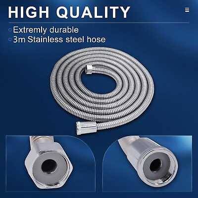 #ad 10FT Shower Hose Extra Long Handheld Stainless Steel Flexible Pipe Bathroom USA $10.49