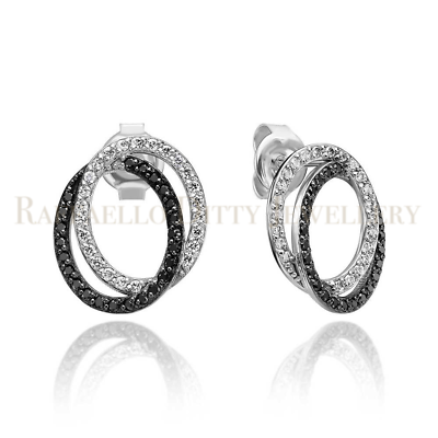 #ad Diamond Circle Earrings 14k White Gold Black amp; Colorless Stone Gift for Mom $518.96