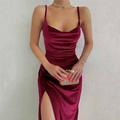 #ad 2024 Elegant Evening Gown for Women Summer Velvet Midi Bodycon Dress Women Sleev $21.90