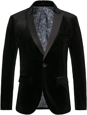 #ad THWEI Mens Velvet Blazer Slim Fit Solid Blazer Sport Coat $160.69