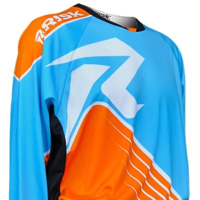 #ad Risk Racing Ventilate Medium motocross jersey Blue Orange Moto X RACE GEAR GBP 26.49