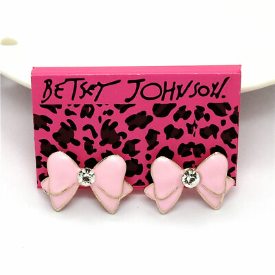 #ad New Fashion Lovely Crystal Enamel Pink Big Bow Women Stand Jewelry Earrings Gift $2.96