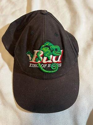 #ad Vintage Budweiser Bud Frog 3D Stitched Beer 90#x27;s Black Snapback Baseball Cap Hat $29.99