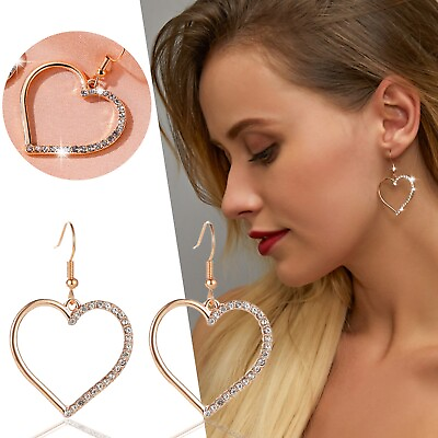 #ad Womens Fashion Diamond Love Earrings Long Chain Pendant Earrings Lady Jewelry $8.10