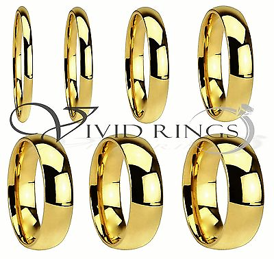 #ad Gold Plated Stainless Steel Ring Plain Wedding Band Size 4 to 14.5 $7.32