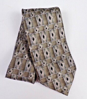#ad Carlos De Venezia Mens Formal Neck Tie 60quot; L x 3.75quot; W Black Gray 100% Silk $18.00