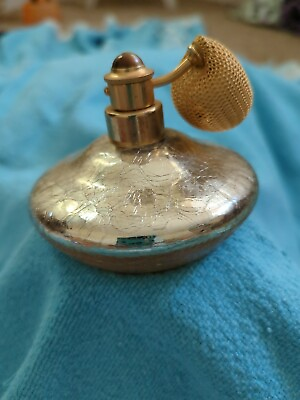 #ad DeVilbiss Perfume Atomizer Gold Crackle glass I. Magnin $39.99
