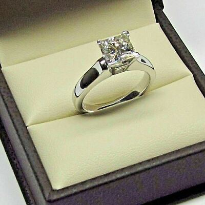 #ad 2.50Ct Princess Cut Lab Created Diamond Solid 14k White Gold Engagement Ring $248.31