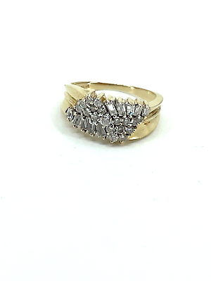 #ad 14k Yellow Gold Diamonds Ladies Ring Size 5.25 $398.00