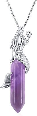 #ad Mermaid Necklace 925 Sterling Silver Nautical Beach Quartz Crystal Pendant Gifts $113.35