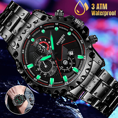 #ad Waterproof Men#x27;s Watch Classic Stainless Steel Quartz Luminous Luxury Wristwatch $13.48