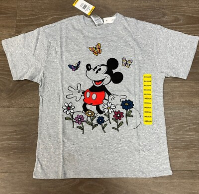#ad Disney Women#x27;s Embroidered Mickey Mouse Shirt NWT $13.60