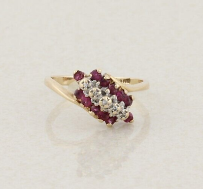 #ad 10k Yellow Gold Natural Ruby amp; Diamond Ring Size 6 1 2 $250.75