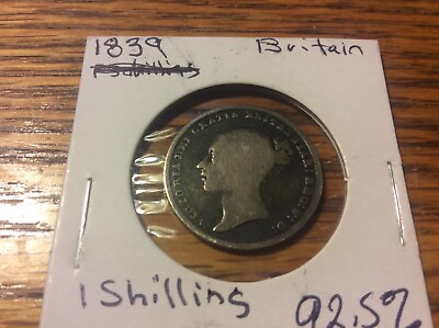 #ad 1839 Great Britain 1 Shilling World Silver Coin UK England Really nice # 36 $168.20