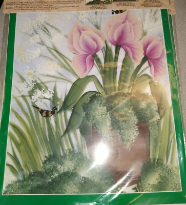 #ad Plaid One Stroke 1804 Magic Canvas Pre Printed Painting Canvas Potted Tulips NIP $7.95
