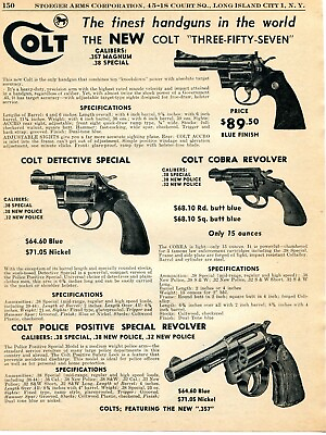 #ad 1955 Print Ad Colt Cobra Police Detective Special Three Fifty Seven Revolver $8.99