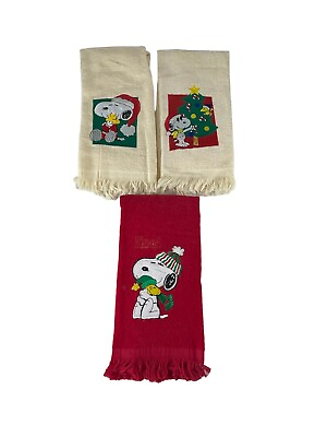 #ad Jay Franco amp; Sons Snoopy Christmas Fingertip Towels Set Of 3 White And Red $24.99
