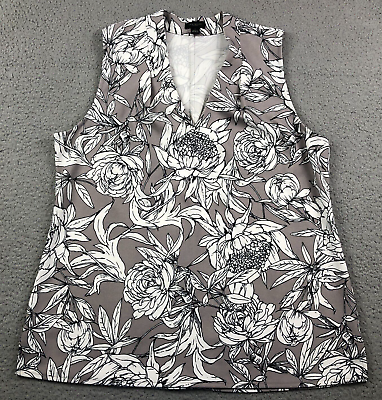 #ad Ann Taylor Womens Top Size L White Floral Print V Neck Sleeveless Stretch NWOT $17.99