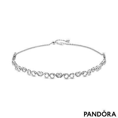 #ad #ad New Genuine Authentic Pandora Silver Hearts Swirls Choker Necklace 397129CZ 38cm GBP 89.99