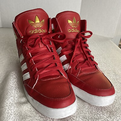 #ad Adidas Men 14 Red Sneakers High Top Hard Court Red White Gold FV5328 Shoes $45.00