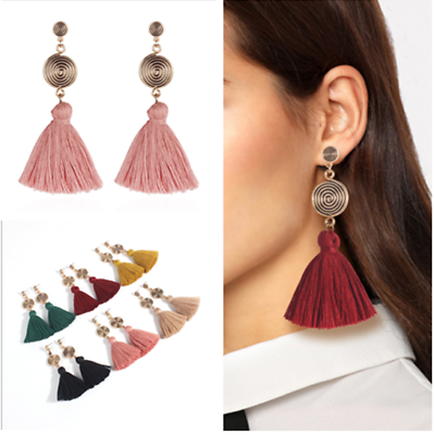 #ad Stylish Women Bohemian Long Tassel Fringe Boho Ear Stud Dangle Earrings Jewelry C $1.94