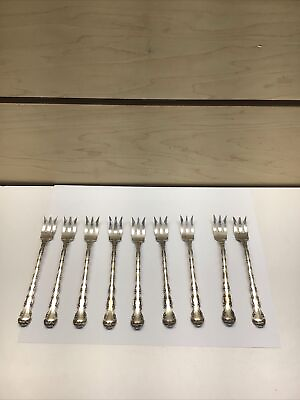 #ad SET OF 9 Gorham Sterling Silver Chantilly Olive Fork 5 3 4quot; Long $320.00