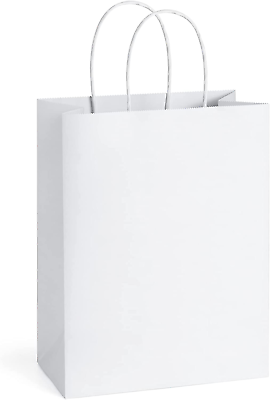 #ad 25Pcs Paper Gift Bags 8X4.25X10.5 Kraft Retail Merchandise Shopping Grocery Bag $9.99