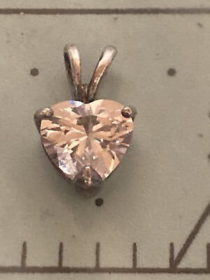 #ad Sterling silver heart shaped cz pendant $8.99