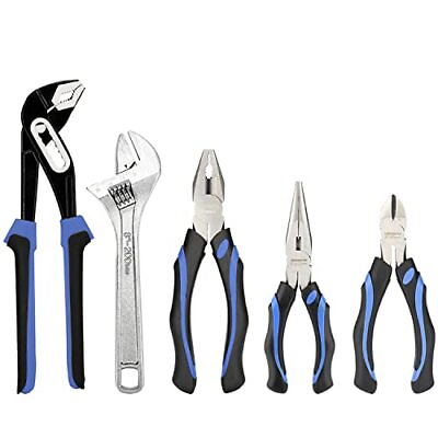 #ad 5 piece Pliers Set Home Maintenance Tool Kit for Men Including Groove Joint L... $34.79