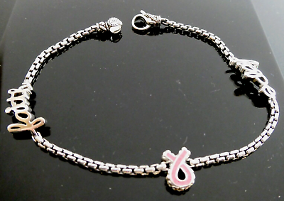 #ad John Hardy Jai Pink Ribbon Breast Cancer Hope Faith Sterling Bracelet Size Small $225.00