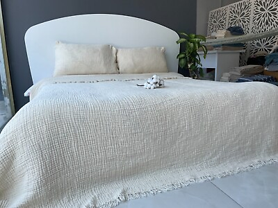 #ad 100% Organic Cotton Muslin Throw Blanket 4 Layers Bedspread Muslin Bed Cover $60.00