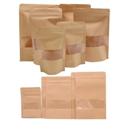 #ad 10pack Small Gift Bags Paper Kraft Paper Candies Bags with Zip Lock Wedding Birt $9.99