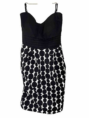 #ad Ashley Stewart Womens Strapless Sun Dress Black amp; White Polka Dots Sash Size 18 $11.99