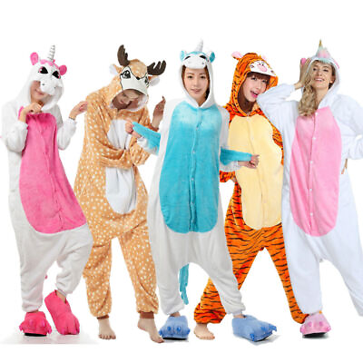 #ad Unisex Kigurumi Pajamas Fancy Dress Christmas Costume Hoodies Sleepwear Jumpsuit $26.99