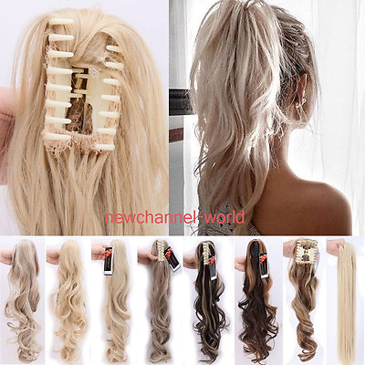 #ad 100% Natural Long Ponytail Thick Lady Claw Clip on in Pony Tail Hair Extensions $15.77