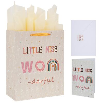 #ad 13quot; Large Pale Yellow Gift Bag Set with Greeting Card and Tissue Papers ‘Litt... $9.44