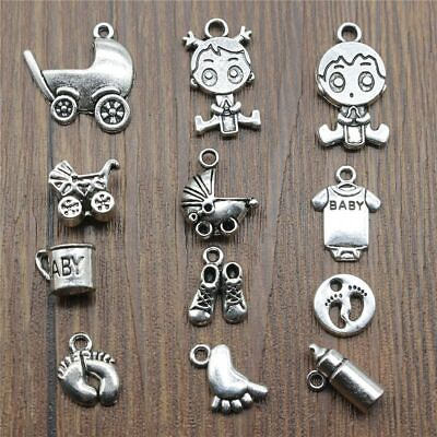 #ad Baby Stroller Antique Plated Pendants Newborn Carriage Jewelry Charms 20pcs $24.98