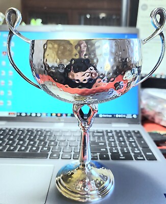 #ad Lovely Silverplated Art Nouveau Hammered Goblet $75.00