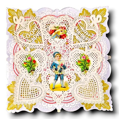#ad Victorian Lace Die Cut Valentines Day Card $22.50
