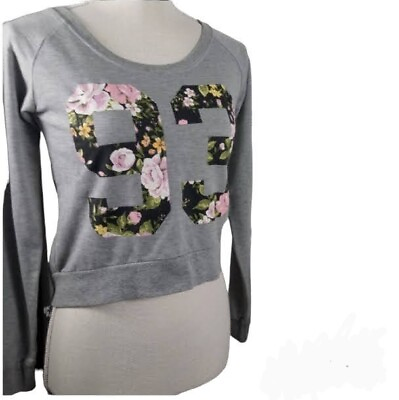 #ad Chin Up Cropped Sweatshirt Floral Print No. 93 XS Long Sleeve Cabincore $9.76