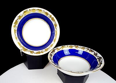 #ad Wedgwood Porcelain Whitehall Mazarine Blue 2 Piece Vintage 6quot; Cereal Bowls 1957 $72.48