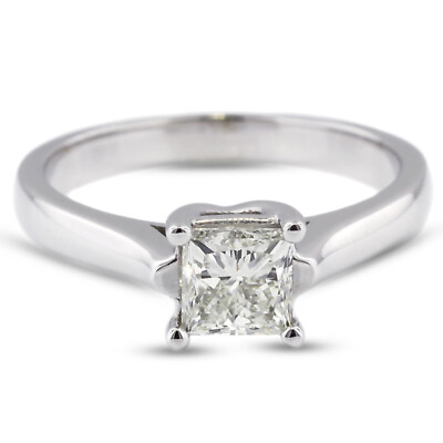 #ad 0.73ct L VS1 Princess Natural Diamond 18k White Gold Solitaire Engagement Ring $1674.40