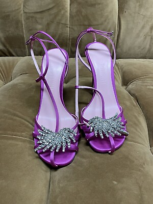 #ad Unworn $950 Piferi Pink Maggia Crystal Satin T Strap Sandals EU 37.5 US 7 $395.00