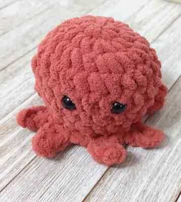 #ad crochet stuffy Octopus Handmade Amigurumi Stuffed Toy Doll plushy red rust $9.08